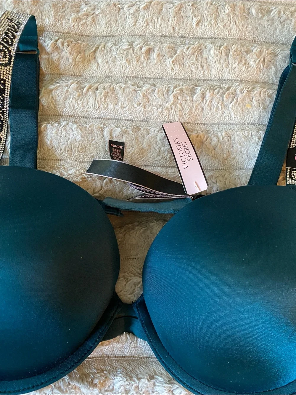 Victoria's Secret Teal Smooth Padded Bra with Embellished Straps
